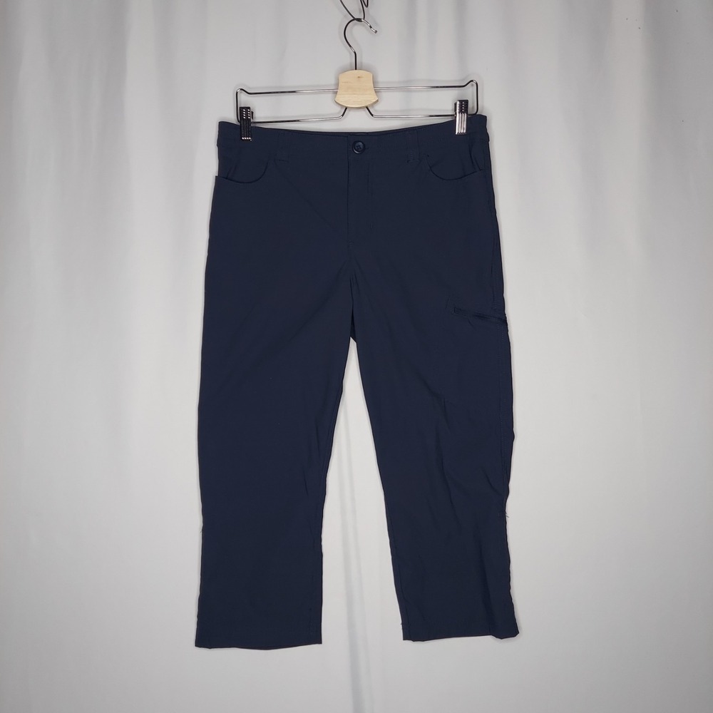 Eddie Bauer Active Capri Pants Womens 8 Blue Nylon Stretch Zip-Pocket Mid-Rise